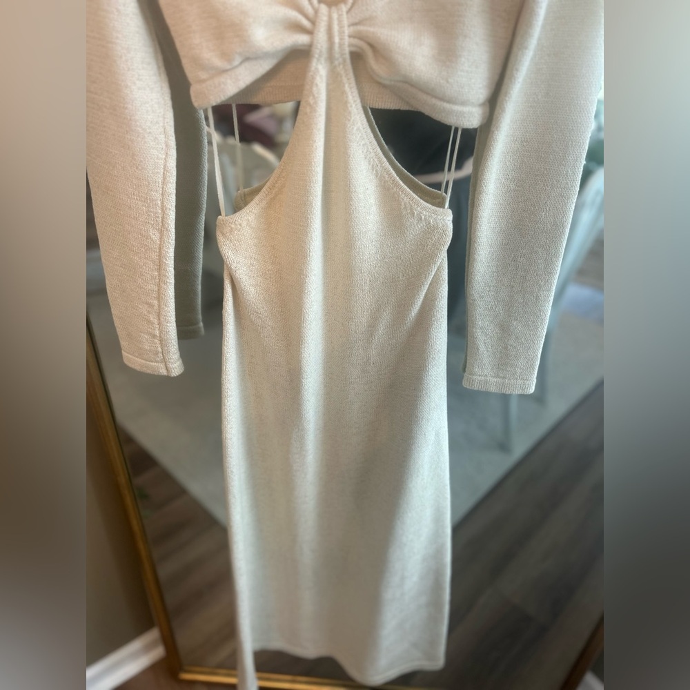 Cult Gaia Serita Knit Cutout Maxi Dress Ivory Long Sleeve Size M - Picture 10 of 12